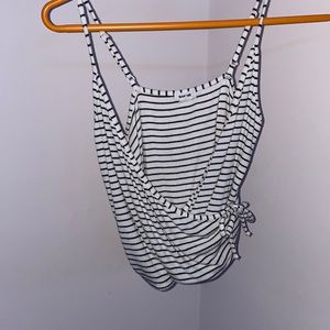 Black and white stripe tank, lower neckline